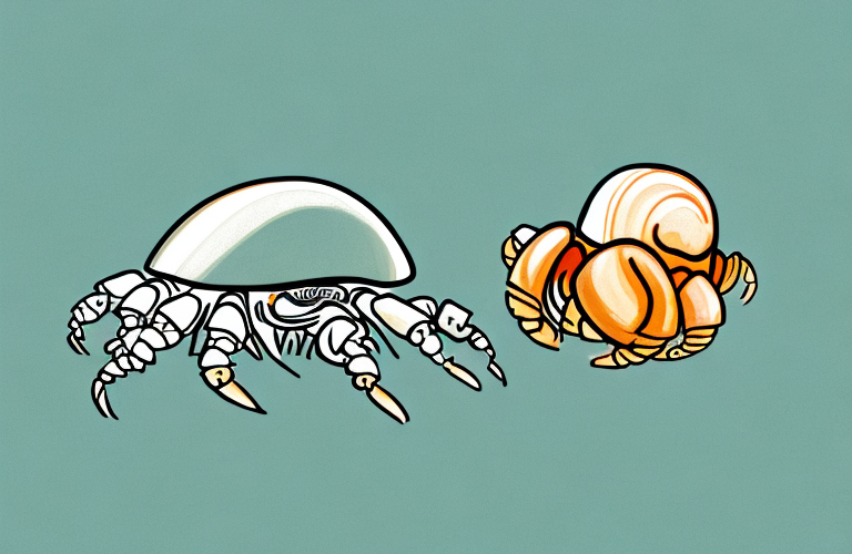A hermit crab holding an olive in its claws