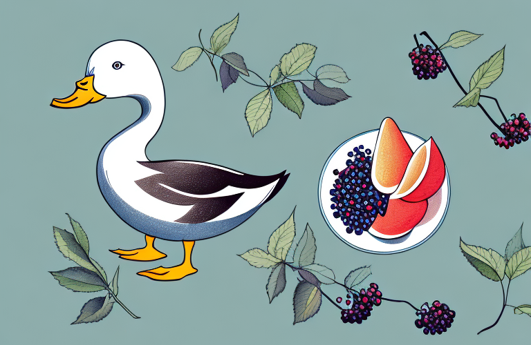 A duck eating elderberry fruit