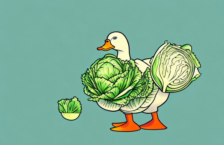 A duck eating a cabbage