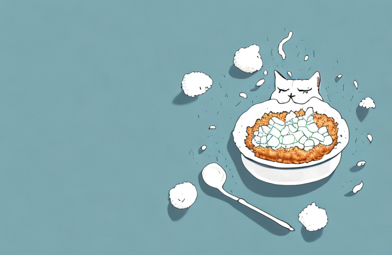 A cat eating cottage cheese