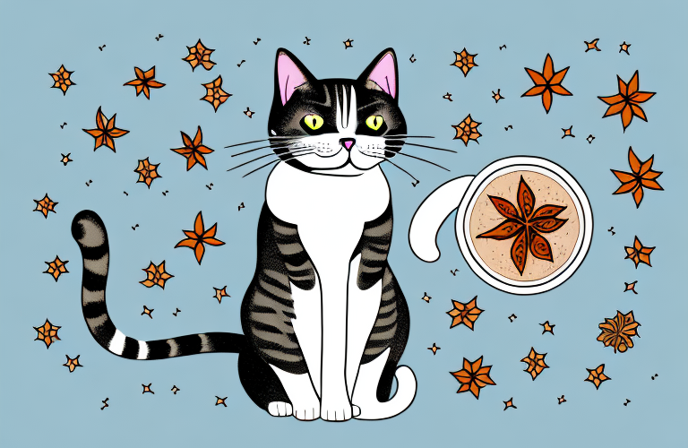 A cat eating a star anise