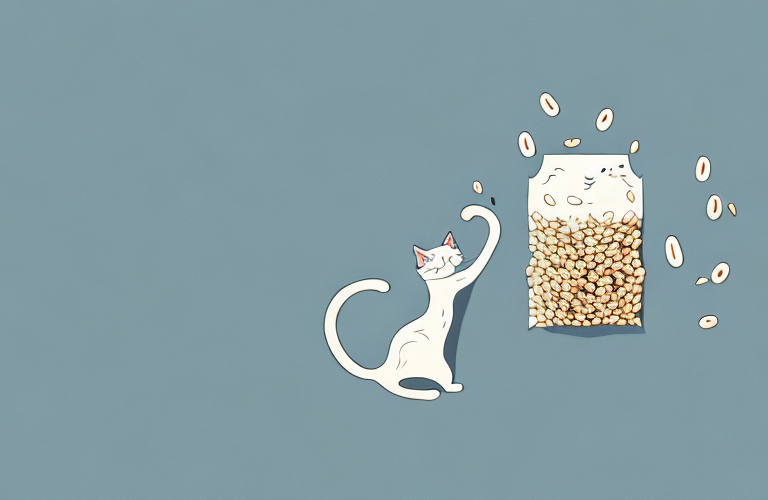 A cat eating sesame seeds