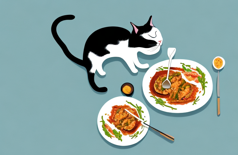 A cat eating a savory dish