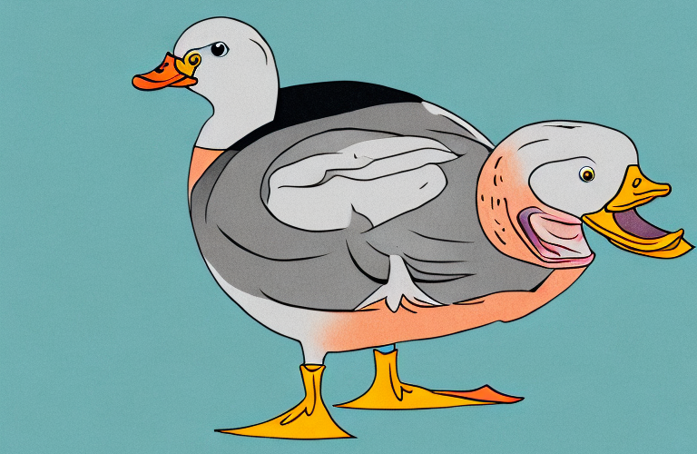A duck eating a salmon