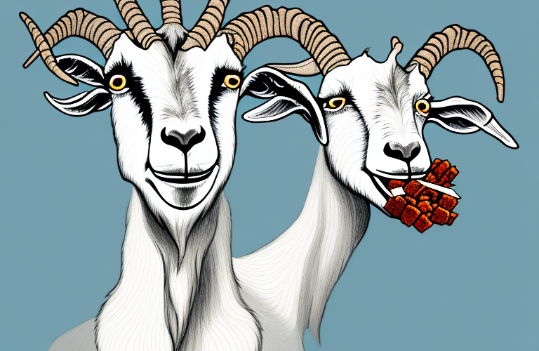 A goat eating chorizo