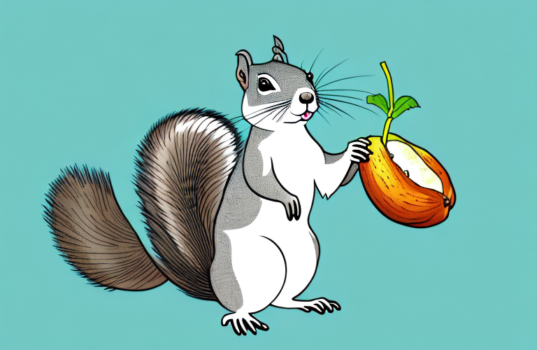 A squirrel eating a winter melon