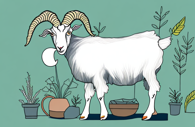 A goat eating burnet plants