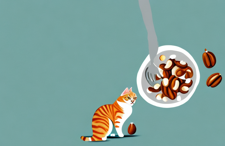 A cat eating nutmeg from a bowl