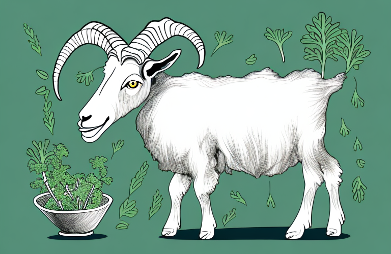 A goat eating coriander leaves