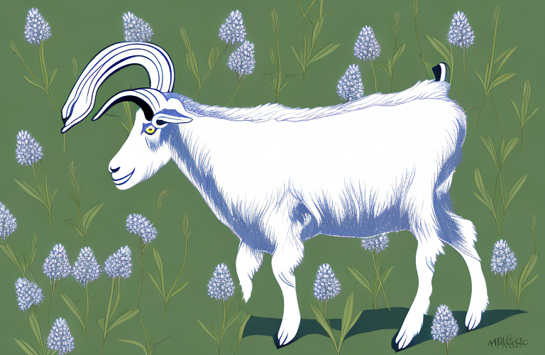 A goat eating hyssop plants