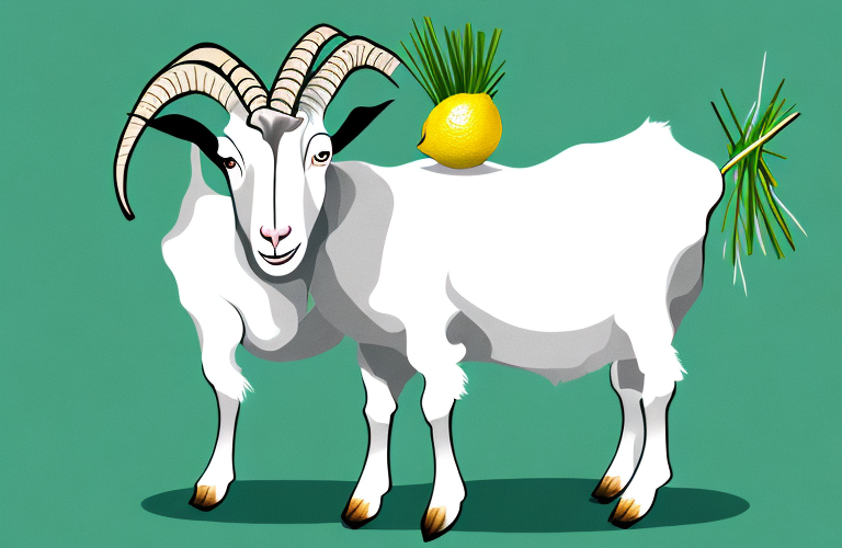 A goat eating lemon grass