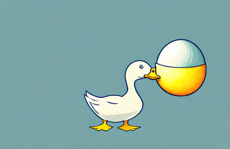 A duck eating a duck egg