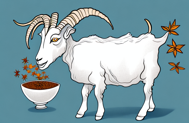 A goat eating a star anise