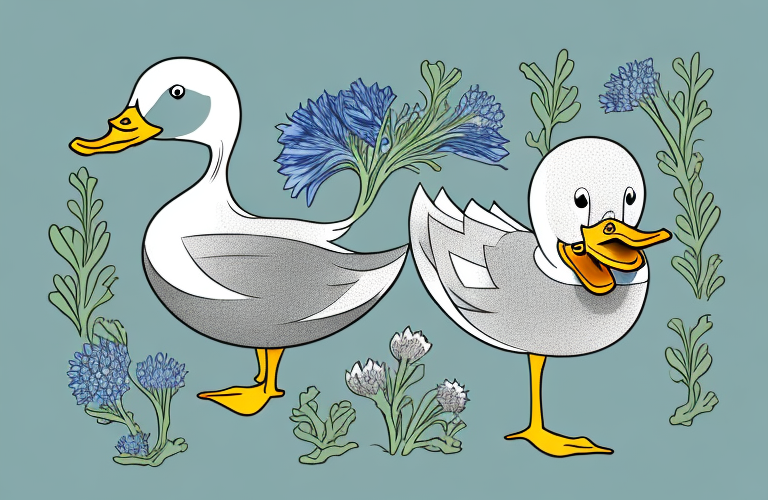 A duck eating a chicory plant