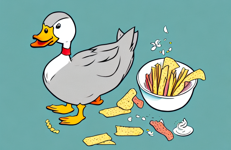 A duck eating a savory snack