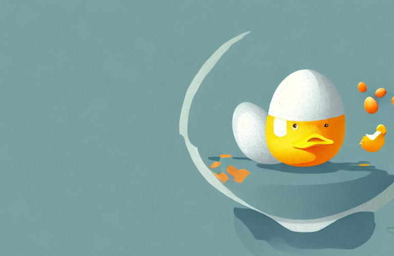 A duck eating an egg