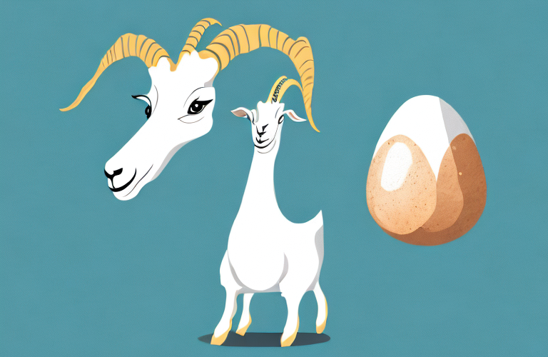 A goat eating eggshells