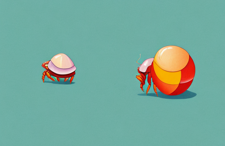 A hermit crab eating a skittle