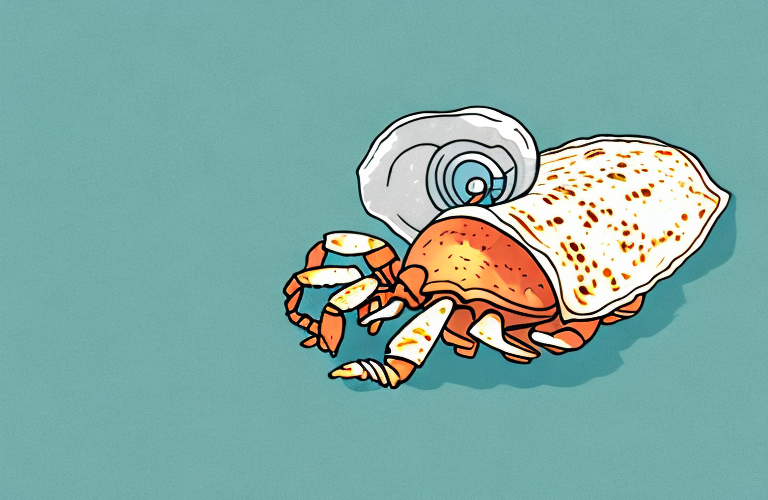 A hermit crab eating a corn tortilla