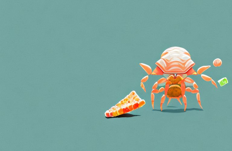 A hermit crab eating a sour patch kid