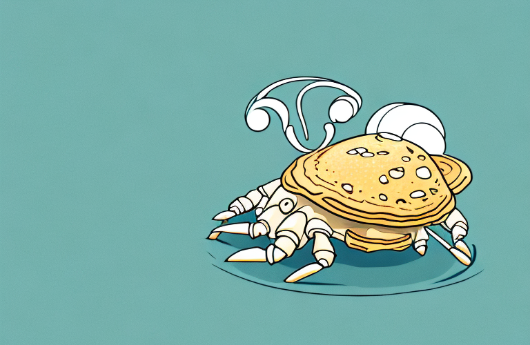 A hermit crab eating a pancake