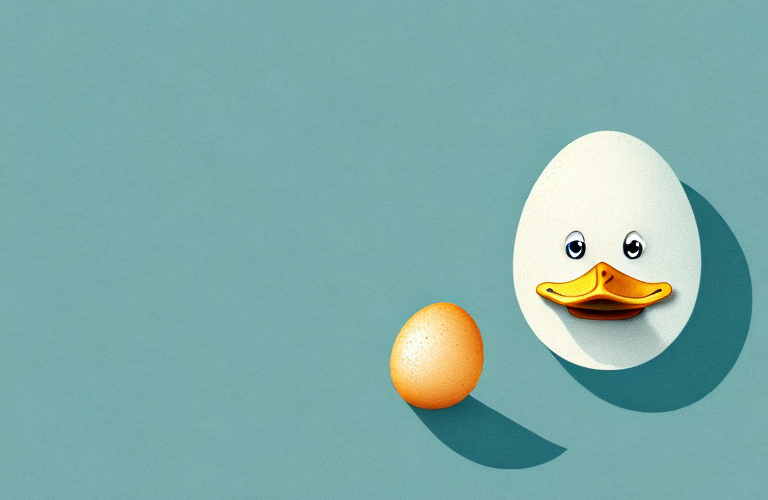 A duck eating an eggshell