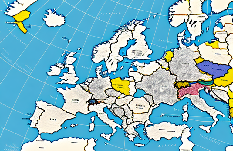 A map of europe with the ec symbol in the center
