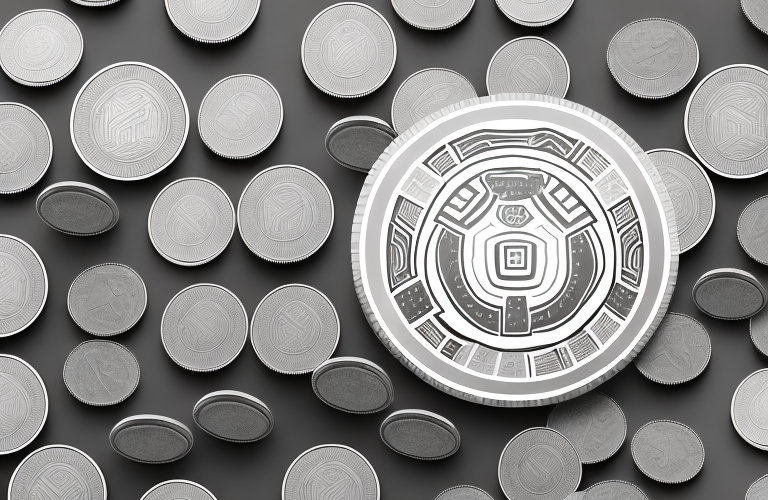 A stack of coins with a shield or other protective symbol around them