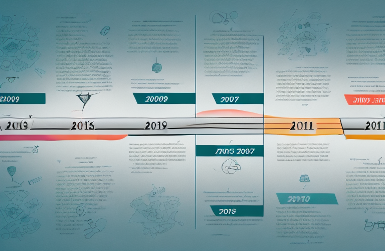 A timeline with five years marked out