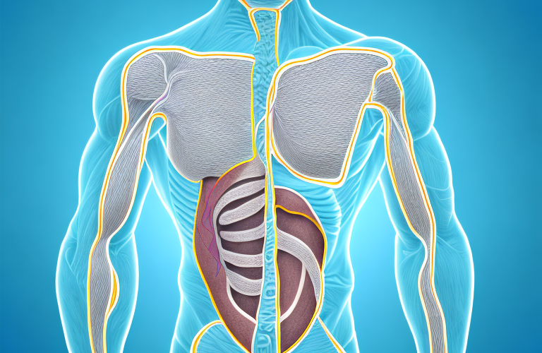 A human torso with a highlighted area of retroperitoneal fibrosis