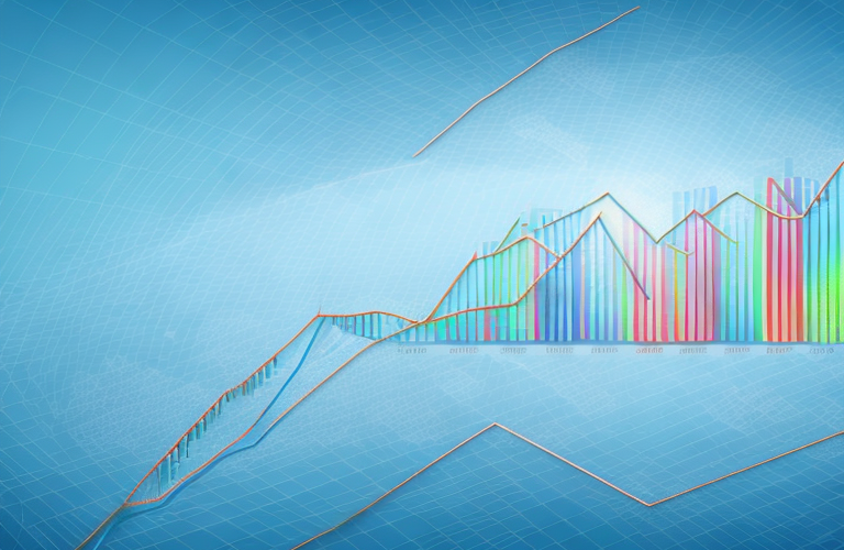 A stock market graph with a steep upward trend