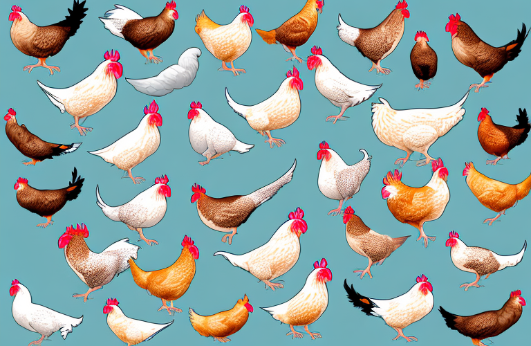 A variety of different chicken breeds