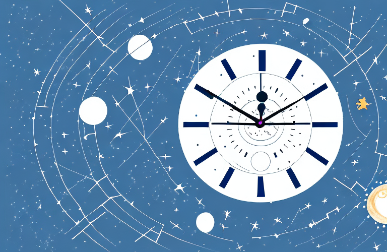 A clock with a moon and stars in the background to represent disruption in sleep patterns