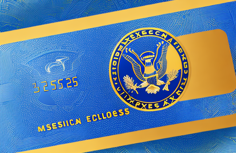 An american express card with its iconic blue and gold colors