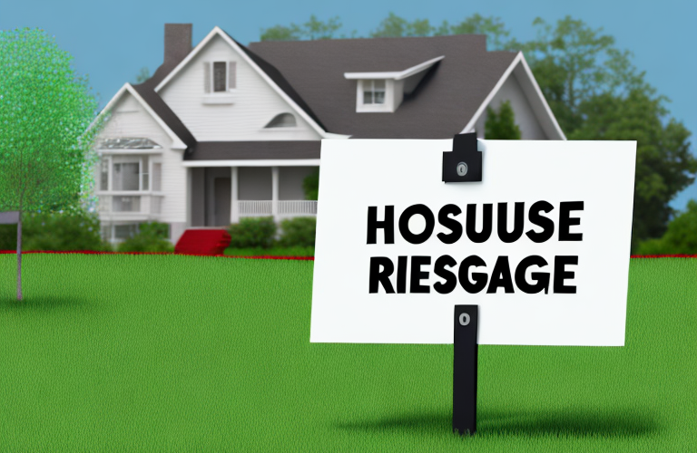 A house with a reverse mortgage sign in the yard