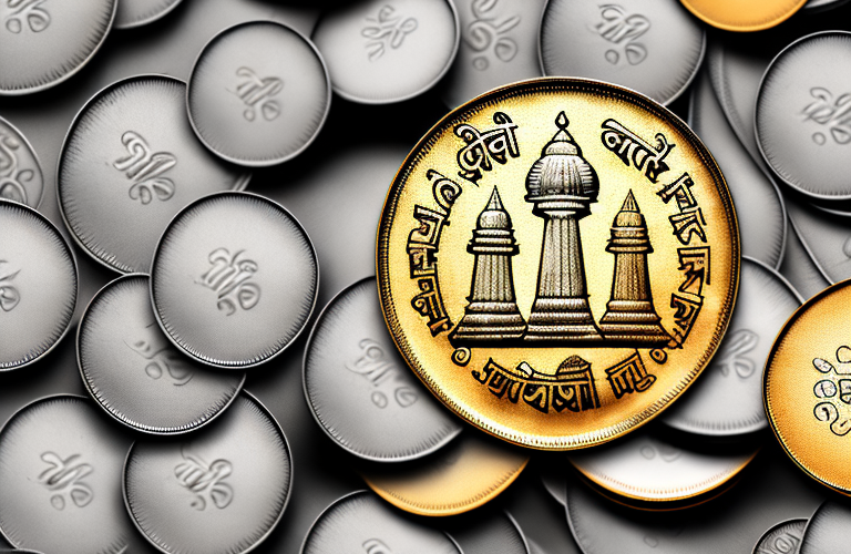 A stack of indian rupee coins