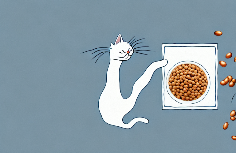 A cat eating navy beans