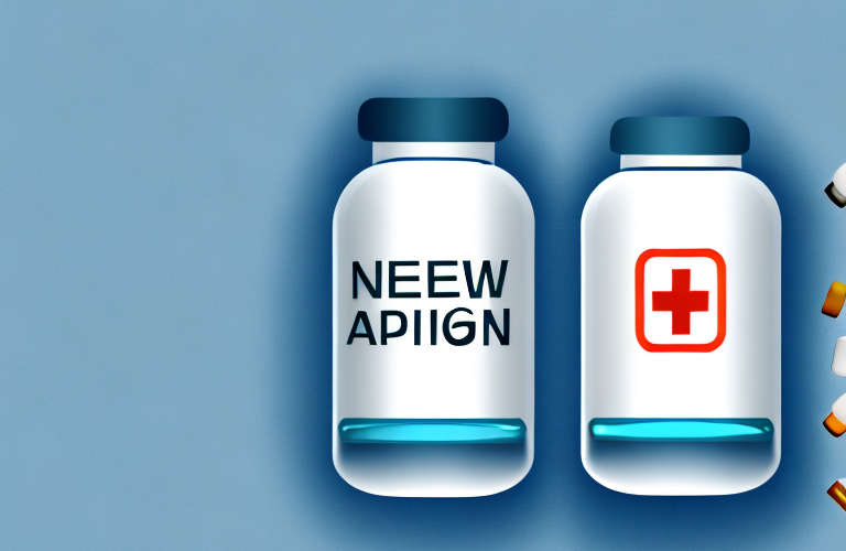 A medical pill bottle with a label that reads "new drug application (nda)"