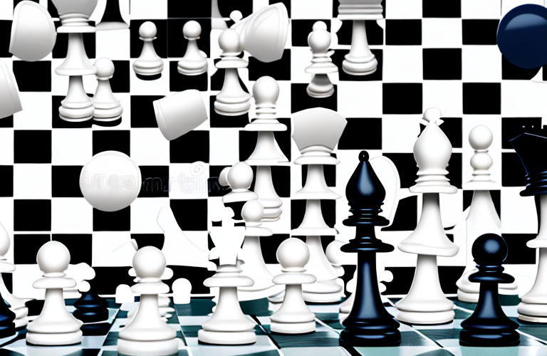 A chessboard with pieces in a strategic position