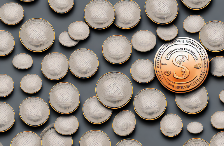 A stack of coins with overlapping layers