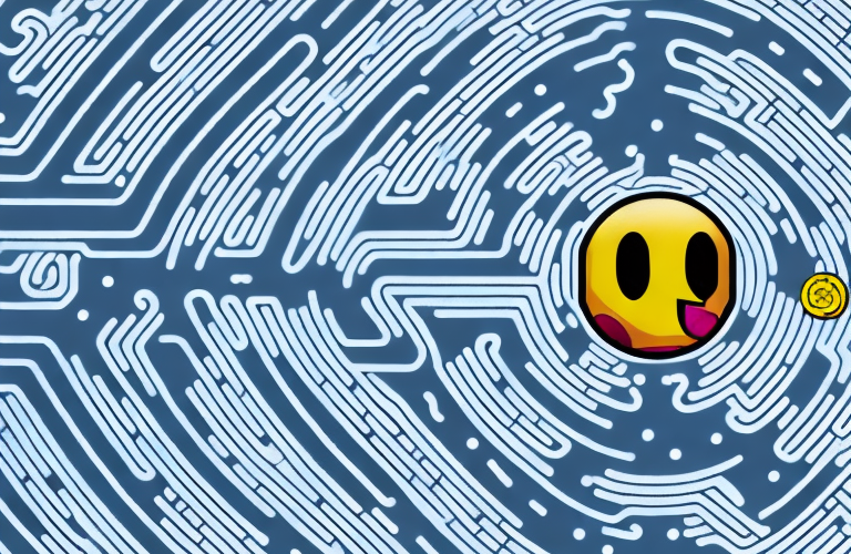 A pac-man character navigating a maze of financial symbols