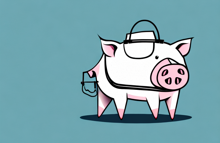 A pig wearing a suit and carrying a briefcase