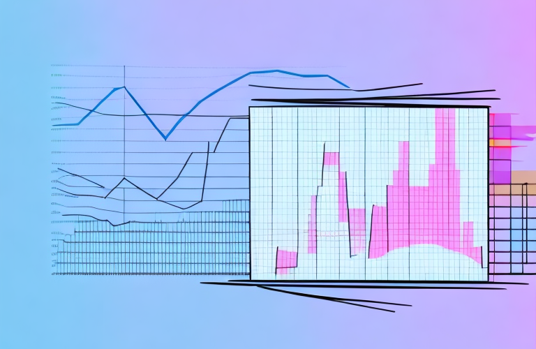A stock market graph with a pink line