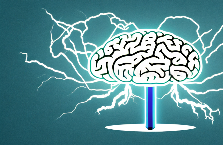 A brain with a lightning bolt showing the effects of a stroke