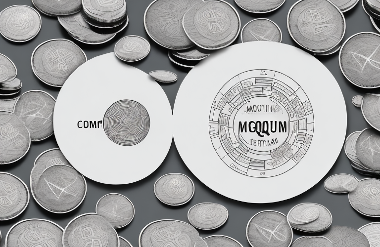 A group of coins and notes arranged in a circle