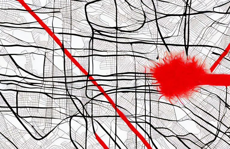 A red line drawn on a map
