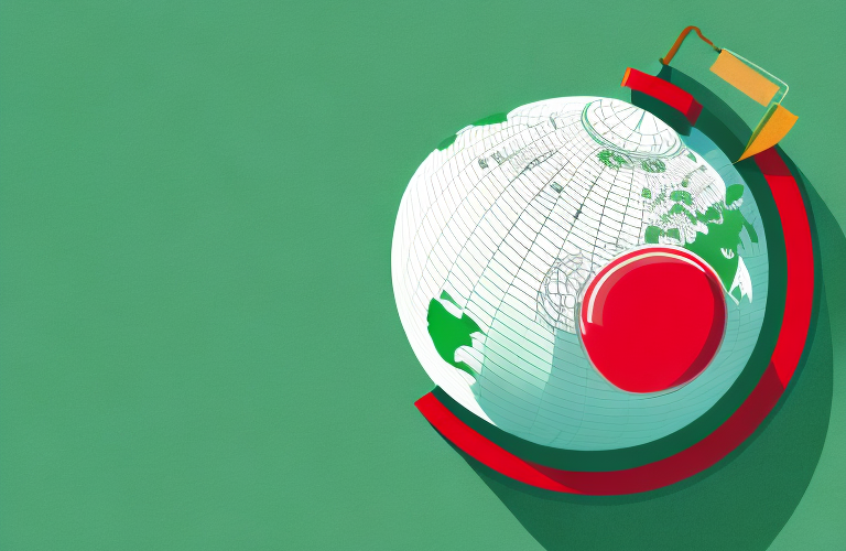 A globe with a green and red overlay