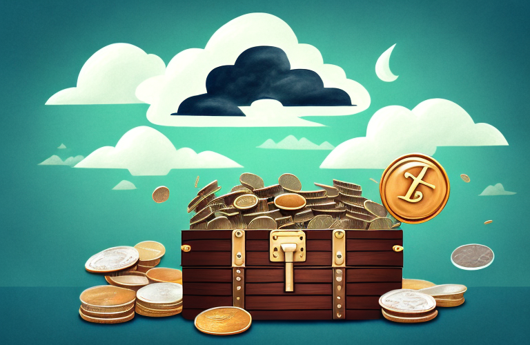 A treasure chest overflowing with coins and gems