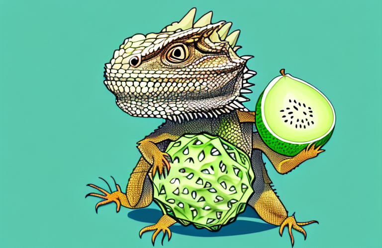 A bearded dragon eating a honeydew melon
