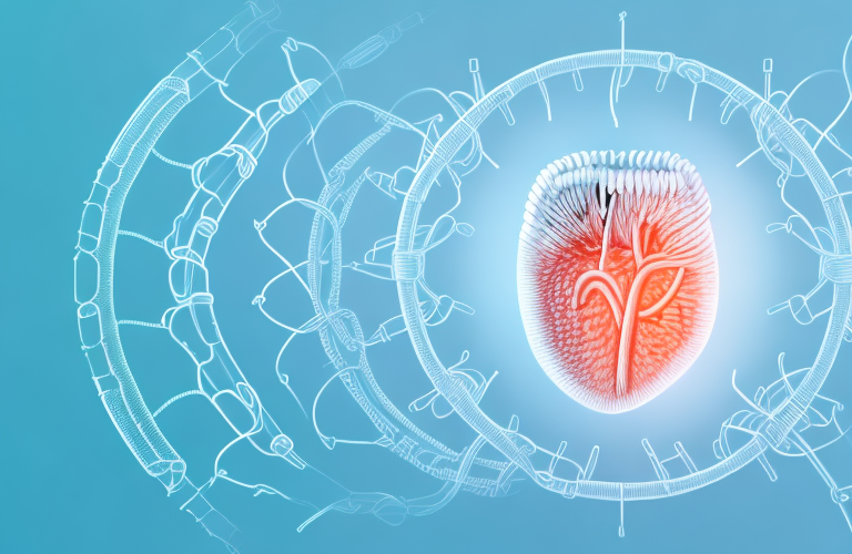 A stent device in the body